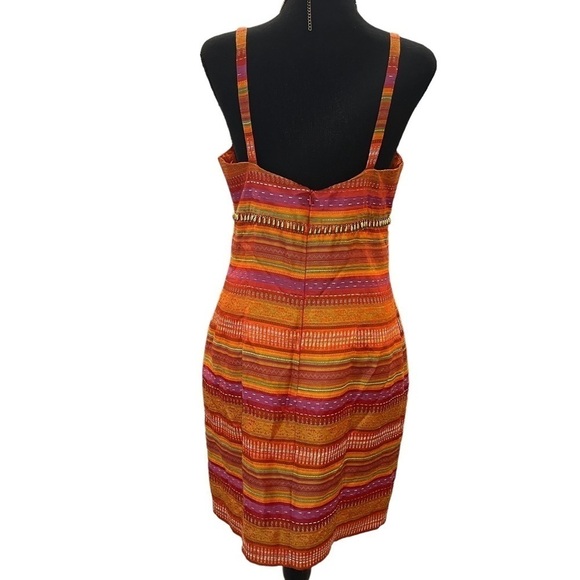 Peruvian Textile Women’s Stripy Multi Colored Woven Knit Sweetheart Dress - Picture 9 of 10